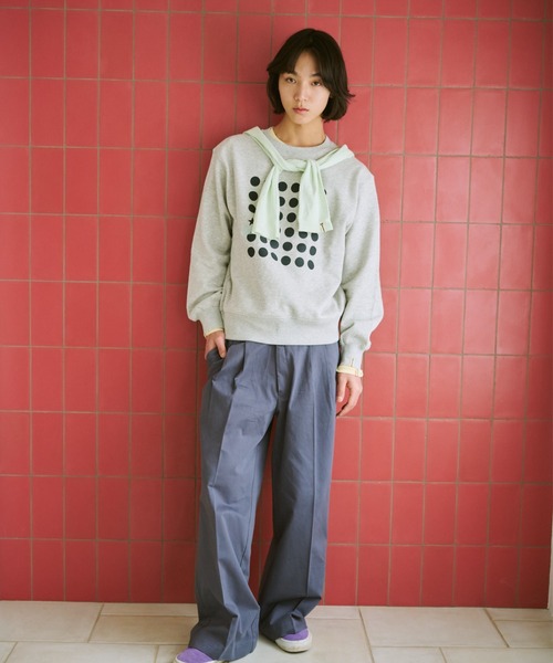 common gull products.（コモンガルプロダクツ）の「ドットグラフィック裏毛スウェット（スウェット・レディース・クリアブルー/杢グレー/ネイビー・SMALL/MEDIUM/LARGE）」の7枚目の写真