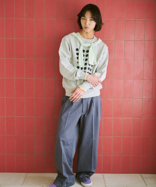 common gull products.（コモンガルプロダクツ）の「ドットグラフィック裏毛スウェット（スウェット・レディース・クリアブルー/杢グレー/ネイビー・SMALL/MEDIUM/LARGE）」の6枚目の写真