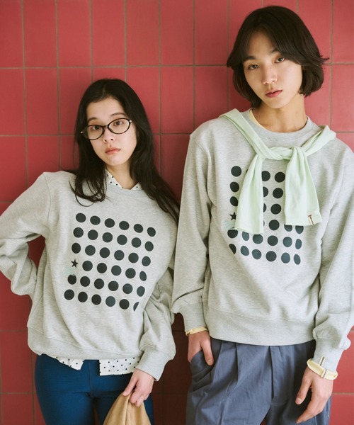 common gull products.（コモンガルプロダクツ）の「ドットグラフィック裏毛スウェット（スウェット・レディース・クリアブルー/杢グレー/ネイビー・SMALL/MEDIUM/LARGE）」の4枚目の写真