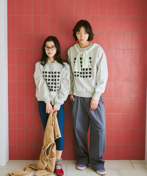 common gull products.（コモンガルプロダクツ）の「ドットグラフィック裏毛スウェット（スウェット・レディース・クリアブルー/杢グレー/ネイビー・SMALL/MEDIUM/LARGE）」の20枚目の写真