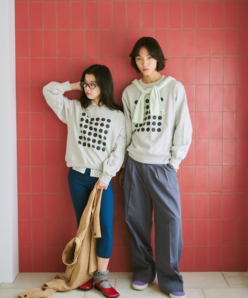 common gull products.（コモンガルプロダクツ）の「ドットグラフィック裏毛スウェット（スウェット・レディース・クリアブルー/杢グレー/ネイビー・SMALL/MEDIUM/LARGE）」の19枚目の写真