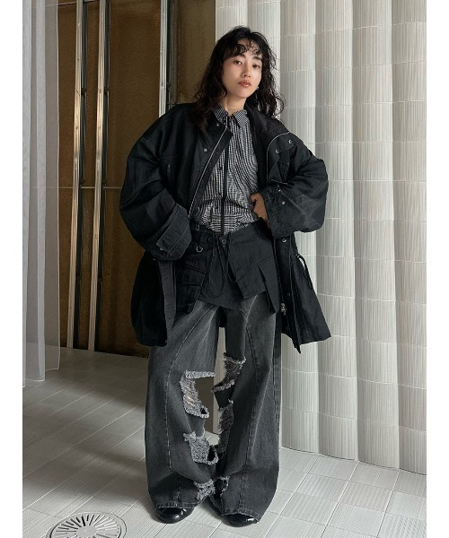 ELCHELE(エルチェレ)の「PIGMENT DYE M-65 JACKET(ナイロンジャケット・レディース・ブラック/カーキ/オフホワイト・FREE)」の18枚目の写真