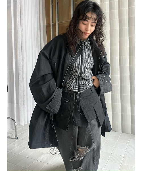 ELCHELE(エルチェレ)の「PIGMENT DYE M-65 JACKET(ナイロンジャケット・レディース・ブラック/カーキ/オフホワイト・FREE)」の17枚目の写真