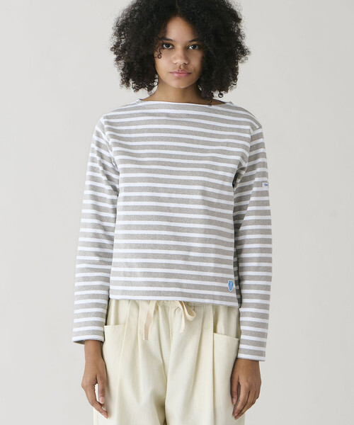 ORCIVAL（オーシバル）の「ORCIVAL | コットンロード ボートネック クロップドバスクTシャツ WOMEN（Tシャツ/カットソー・レディース・グレー系その他/ブラウン系その他2・1/2）」の6枚目の写真