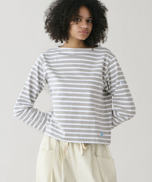 ORCIVAL（オーシバル）の「ORCIVAL | コットンロード ボートネック クロップドバスクTシャツ WOMEN（Tシャツ/カットソー・レディース・グレー系その他/ブラウン系その他2・1/2）」の5枚目の写真