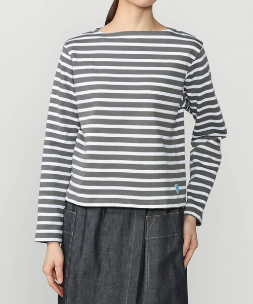 ORCIVAL（オーシバル）の「ORCIVAL | コットンロード ボートネック クロップドバスクTシャツ WOMEN（Tシャツ/カットソー・レディース・グレー系その他/ブラウン系その他2・1/2）」の2枚目の写真