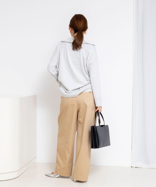 Rie Miller(リエミラー)の「《手洗い可能》ハーフZIPプルオーバー(ニット/セーター・レディース・ネイビー/ライトグレー・38)」の6枚目の写真