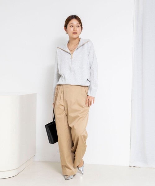 Rie Miller(リエミラー)の「《手洗い可能》ハーフZIPプルオーバー(ニット/セーター・レディース・ネイビー/ライトグレー・38)」の3枚目の写真