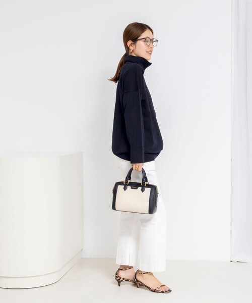 Rie Miller(リエミラー)の「《手洗い可能》ハーフZIPプルオーバー(ニット/セーター・レディース・ネイビー/ライトグレー・38)」の9枚目の写真