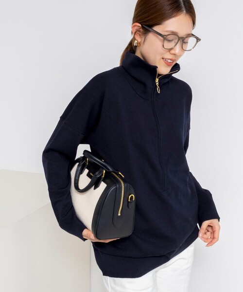 Rie Miller(リエミラー)の「《手洗い可能》ハーフZIPプルオーバー(ニット/セーター・レディース・ネイビー/ライトグレー・38)」の11枚目の写真