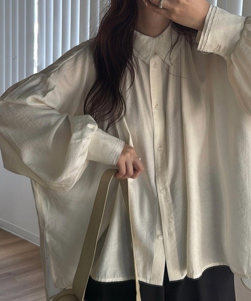 WILLFULLY(ウィルフリー)の「collar & cuffs triple layered over SH(シャツ/ブラウス・レディース・ストライプ/イエロー/セージグリーン・FREE)」の11枚目の写真
