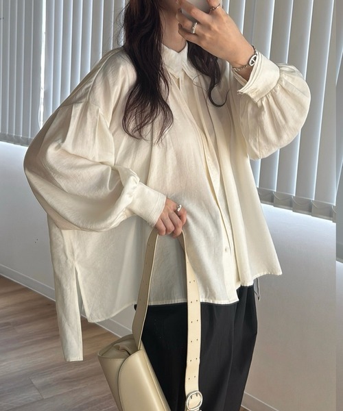 WILLFULLY(ウィルフリー)の「collar & cuffs triple layered over SH(シャツ/ブラウス・レディース・ストライプ/イエロー/セージグリーン・FREE)」の12枚目の写真