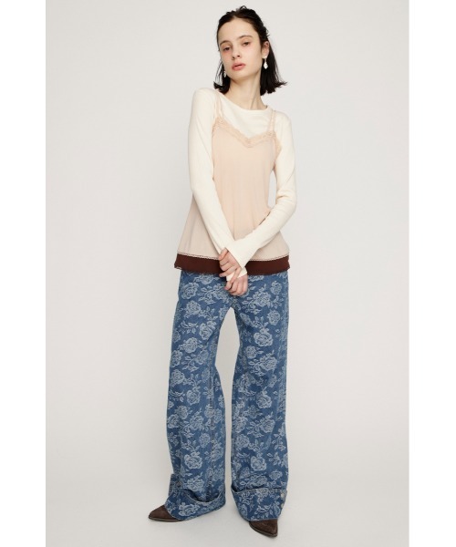 SLY（スライ）の「CAMI LAYERED C/N TOPS キャミレイヤードクルーネックトップス 春服（Tシャツ/カットソー・レディース・ブラック/ライトピンク・FREE）」の10枚目の写真