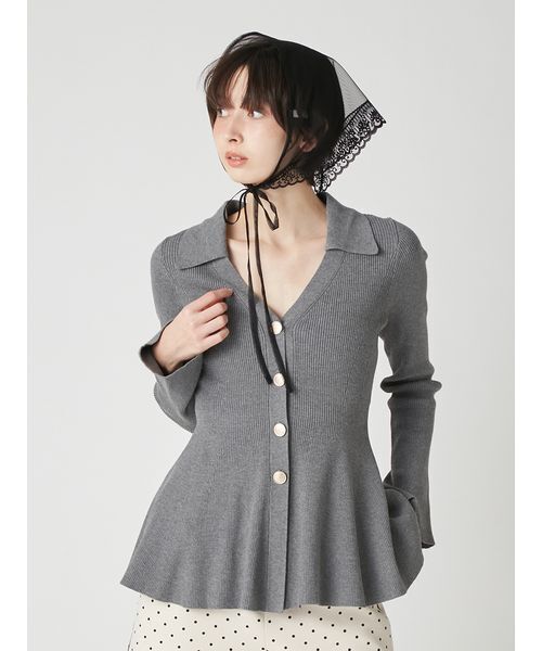 LILY BROWN（リリーブラウン）の「シャツディテールペプラムカーデ（カーディガン/ボレロ・レディース・ミント/グレー/アイボリー・F）」の4枚目の写真