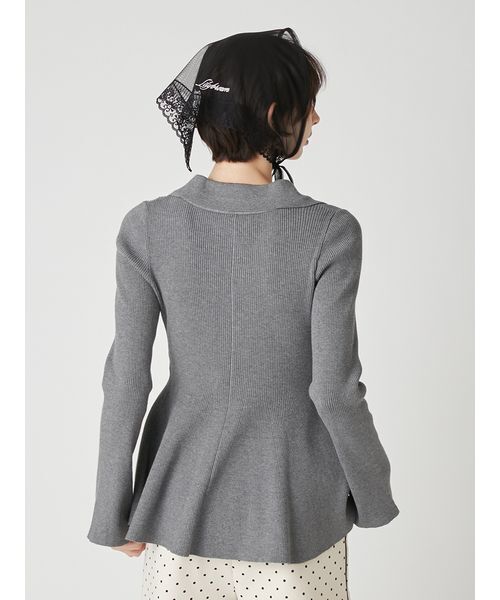 LILY BROWN（リリーブラウン）の「シャツディテールペプラムカーデ（カーディガン/ボレロ・レディース・ミント/グレー/アイボリー・F）」の5枚目の写真