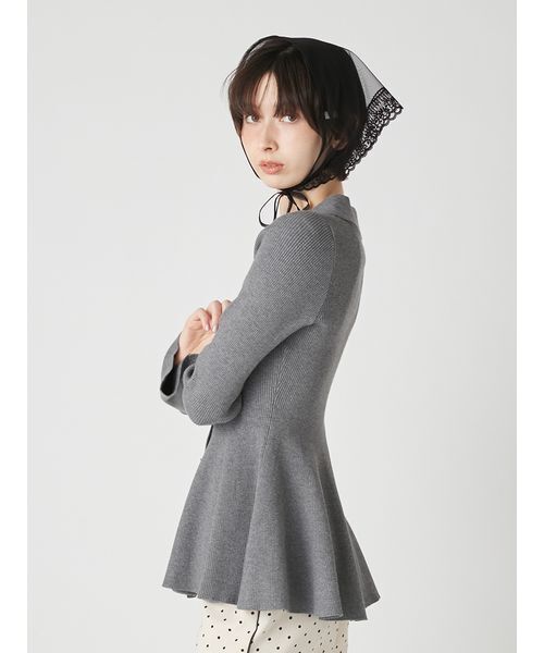 LILY BROWN（リリーブラウン）の「シャツディテールペプラムカーデ（カーディガン/ボレロ・レディース・ミント/グレー/アイボリー・F）」の6枚目の写真