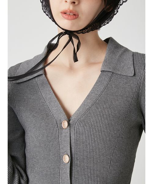 LILY BROWN（リリーブラウン）の「シャツディテールペプラムカーデ（カーディガン/ボレロ・レディース・ミント/グレー/アイボリー・F）」の7枚目の写真