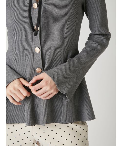 LILY BROWN（リリーブラウン）の「シャツディテールペプラムカーデ（カーディガン/ボレロ・レディース・ミント/グレー/アイボリー・F）」の8枚目の写真
