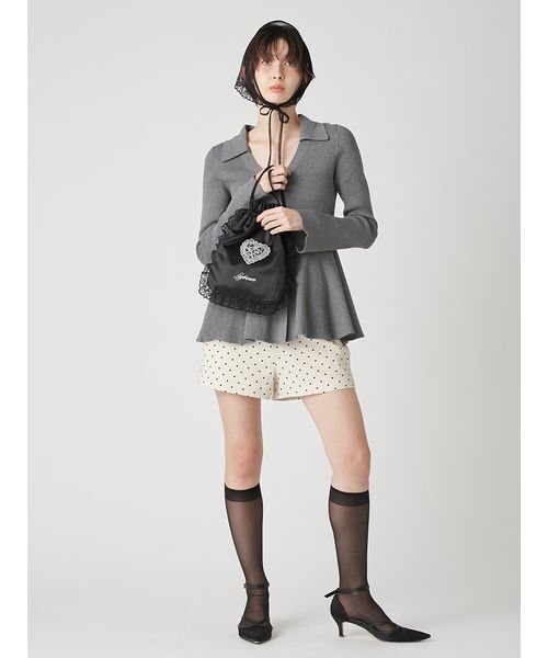 LILY BROWN（リリーブラウン）の「シャツディテールペプラムカーデ（カーディガン/ボレロ・レディース・ミント/グレー/アイボリー・F）」の10枚目の写真