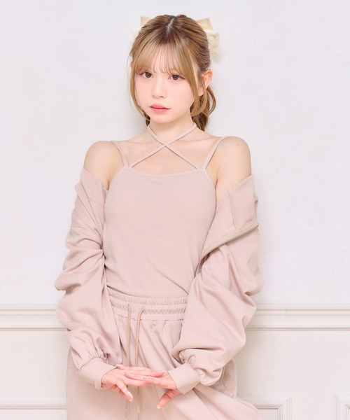 apres jour（アプレジュール）の「カップ付きクロスキャミインナー（キャミソール・レディース・アイボリー/ブラック/ピンク/ホワイト系その他・X-LARGE/フリー）」の4枚目の写真