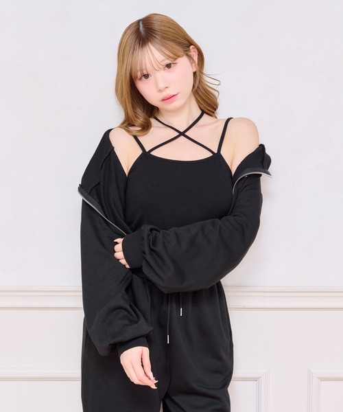 apres jour（アプレジュール）の「カップ付きクロスキャミインナー（キャミソール・レディース・アイボリー/ブラック/ピンク/ホワイト系その他・X-LARGE/フリー）」の12枚目の写真