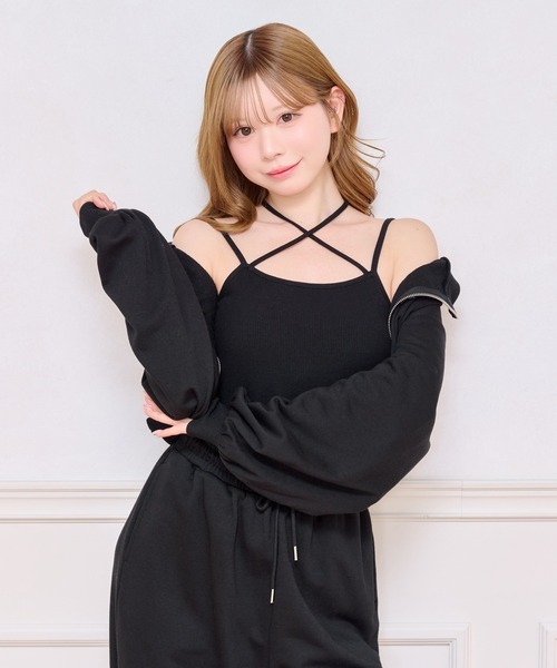 apres jour（アプレジュール）の「カップ付きクロスキャミインナー（キャミソール・レディース・アイボリー/ブラック/ピンク/ホワイト系その他・X-LARGE/フリー）」の13枚目の写真