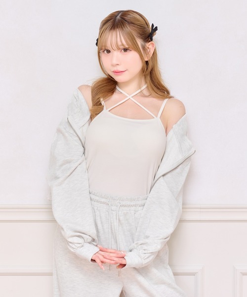 apres jour（アプレジュール）の「カップ付きクロスキャミインナー（キャミソール・レディース・アイボリー/ブラック/ピンク/ホワイト系その他・X-LARGE/フリー）」の9枚目の写真