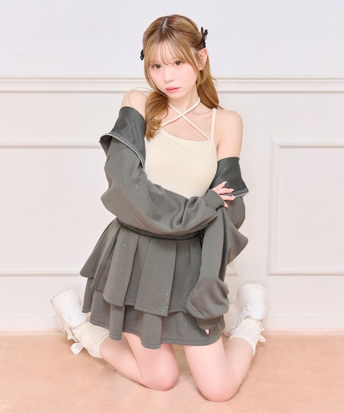 apres jour（アプレジュール）の「カップ付きクロスキャミインナー（キャミソール・レディース・アイボリー/ブラック/ピンク/ホワイト系その他・X-LARGE/フリー）」の7枚目の写真