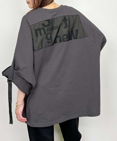 LUGIVA(ルギヴァ)の「バックオーガンジーロゴプリントプルオーバー(Tシャツ/カットソー・レディース・オフホワイト/ブラック/チャコールグレー・M)」の3枚目の写真