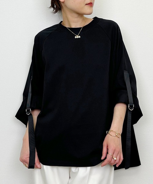 LUGIVA(ルギヴァ)の「バックオーガンジーロゴプリントプルオーバー(Tシャツ/カットソー・レディース・オフホワイト/ブラック/チャコールグレー・M)」の14枚目の写真