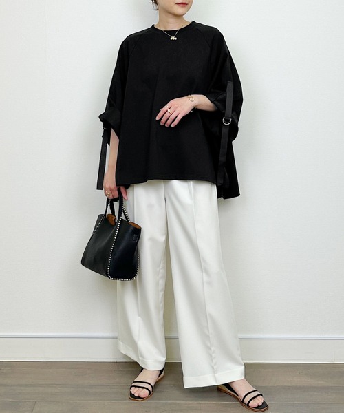 LUGIVA(ルギヴァ)の「バックオーガンジーロゴプリントプルオーバー(Tシャツ/カットソー・レディース・オフホワイト/ブラック/チャコールグレー・M)」の18枚目の写真