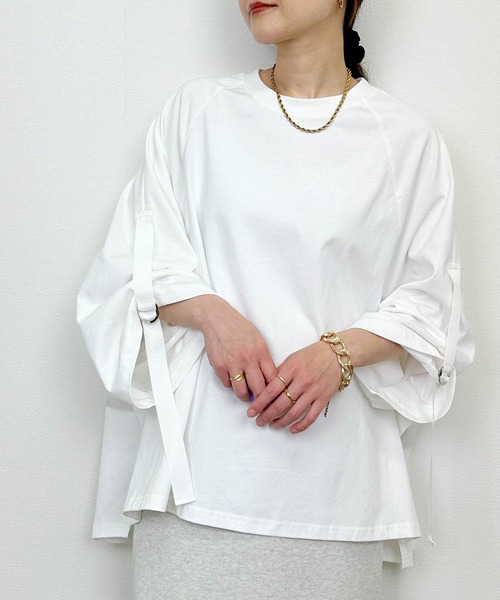 LUGIVA(ルギヴァ)の「バックオーガンジーロゴプリントプルオーバー(Tシャツ/カットソー・レディース・オフホワイト/ブラック/チャコールグレー・M)」の8枚目の写真