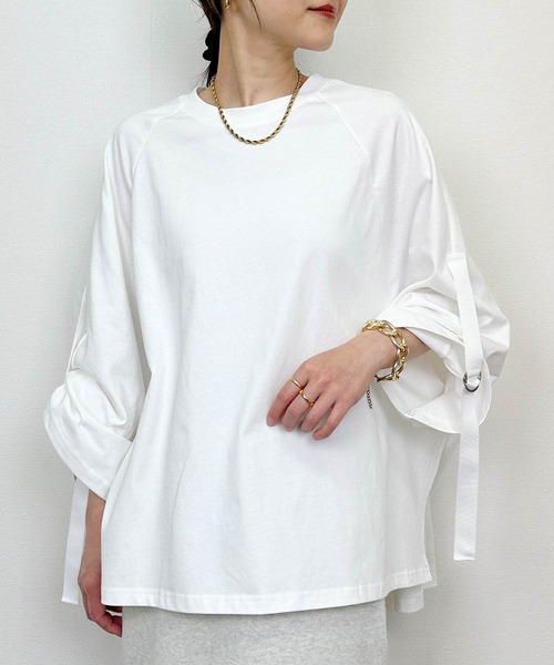 LUGIVA(ルギヴァ)の「バックオーガンジーロゴプリントプルオーバー(Tシャツ/カットソー・レディース・オフホワイト/ブラック/チャコールグレー・M)」の4枚目の写真