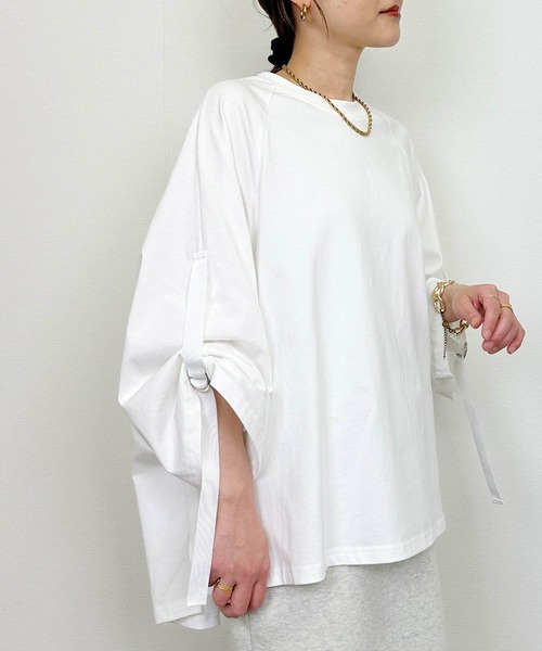 LUGIVA(ルギヴァ)の「バックオーガンジーロゴプリントプルオーバー(Tシャツ/カットソー・レディース・オフホワイト/ブラック/チャコールグレー・M)」の7枚目の写真