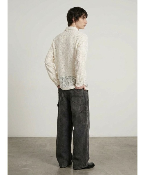 Forte(フォルテ)(フォルテ)の「lace shirt レースシャツ/総柄デザイン・フロントジップ仕様(シャツ/ブラウス・メンズ・ホワイト/ブラウン・M/L)」の5枚目の写真