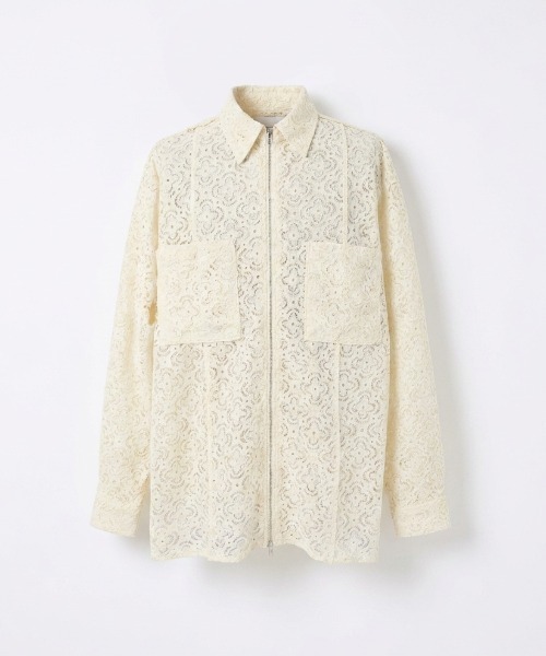 Forte(フォルテ)(フォルテ)の「lace shirt レースシャツ/総柄デザイン・フロントジップ仕様(シャツ/ブラウス・メンズ・ホワイト/ブラウン・M/L)」の7枚目の写真