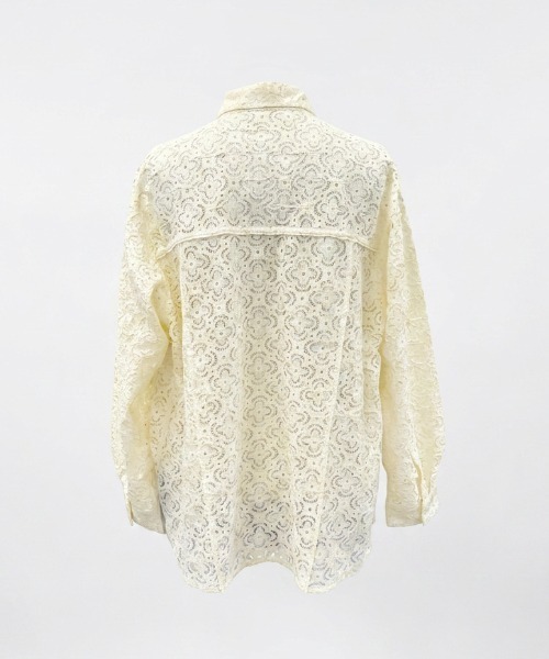 Forte(フォルテ)(フォルテ)の「lace shirt レースシャツ/総柄デザイン・フロントジップ仕様(シャツ/ブラウス・メンズ・ホワイト/ブラウン・M/L)」の8枚目の写真