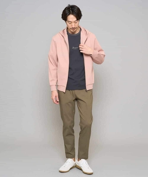 a.v.v(アーヴェヴェ)の「【イージーケア/洗濯機で洗える/毛玉になりにくい】ジャガードジップパーカー(カーディガン/ボレロ・メンズ・ピンク/ベージュ・46/48)」の3枚目の写真