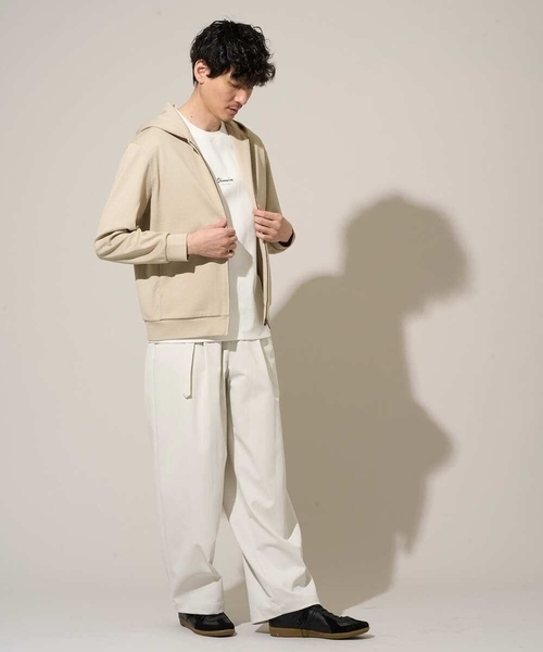 a.v.v(アーヴェヴェ)の「【イージーケア/洗濯機で洗える/毛玉になりにくい】ジャガードジップパーカー(カーディガン/ボレロ・メンズ・ピンク/ベージュ・46/48)」の6枚目の写真