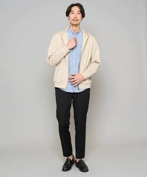 a.v.v(アーヴェヴェ)の「【イージーケア/洗濯機で洗える/毛玉になりにくい】ジャガードジップパーカー(カーディガン/ボレロ・メンズ・ピンク/ベージュ・46/48)」の9枚目の写真