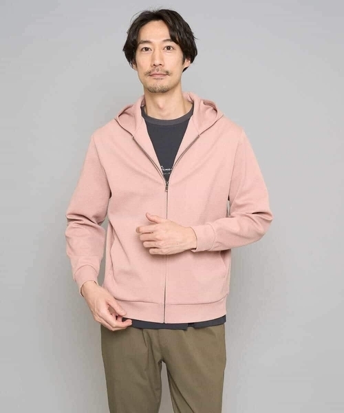 a.v.v(アーヴェヴェ)の「【イージーケア/洗濯機で洗える/毛玉になりにくい】ジャガードジップパーカー(カーディガン/ボレロ・メンズ・ピンク/ベージュ・46/48)」の13枚目の写真