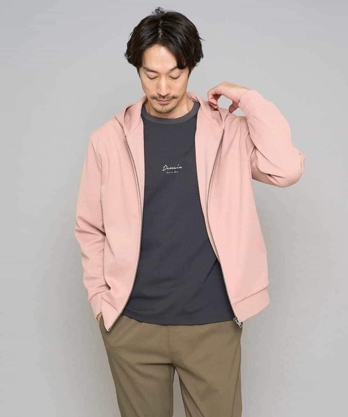 a.v.v(アーヴェヴェ)の「【イージーケア/洗濯機で洗える/毛玉になりにくい】ジャガードジップパーカー(カーディガン/ボレロ・メンズ・ピンク/ベージュ・46/48)」の15枚目の写真