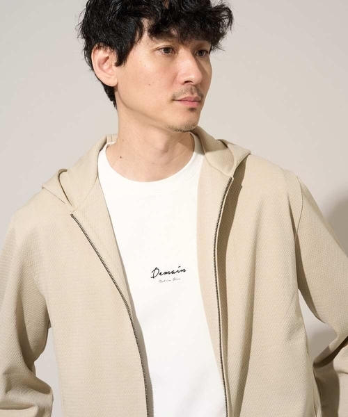 a.v.v(アーヴェヴェ)の「【イージーケア/洗濯機で洗える/毛玉になりにくい】ジャガードジップパーカー(カーディガン/ボレロ・メンズ・ピンク/ベージュ・46/48)」の17枚目の写真