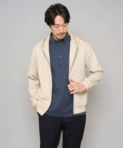 a.v.v(アーヴェヴェ)の「【イージーケア/洗濯機で洗える/毛玉になりにくい】ジャガードジップパーカー(カーディガン/ボレロ・メンズ・ピンク/ベージュ・46/48)」の22枚目の写真