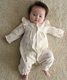 豆腐llonk. ホワイトロンパース　75〜80 日本製 春 夏 半袖 ロンパース tubutubu パイル 夏服 春服 薄手 60 70