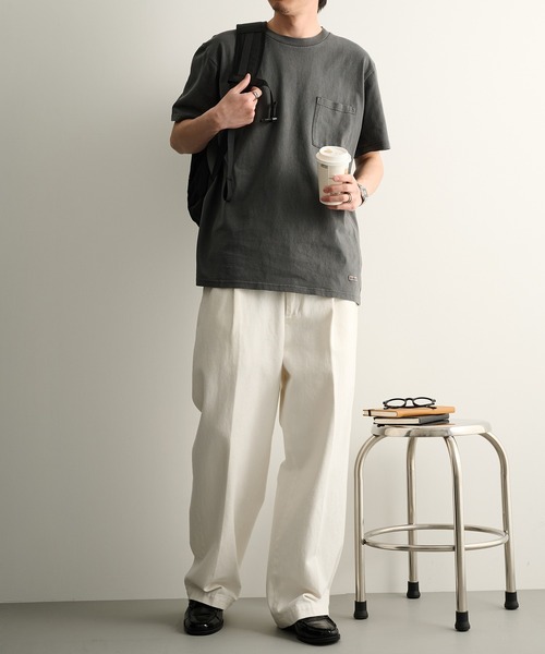 Goodwear（グッドウェア）の「【Goodwear】製品染めポケット付き S/S TEE 2W7-16205（Tシャツ/カットソー・メンズ・サンドベージュ/チャコールグレー・M/L/XL）」の7枚目の写真