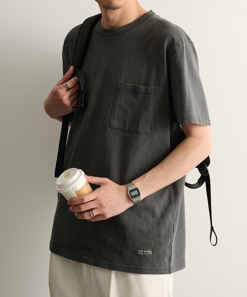 Goodwear（グッドウェア）の「【Goodwear】製品染めポケット付き S/S TEE 2W7-16205（Tシャツ/カットソー・メンズ・サンドベージュ/チャコールグレー・M/L/XL）」の5枚目の写真