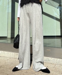 【ISOOK / アイスー】センターシームスウェットパンツ / ルーズ丈 総ゴム ウエストゴム グレー ブラック 黒 無地 ZOZOTOWN限定