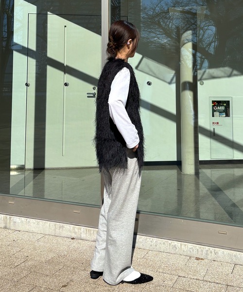 ISOOK（アイスー）の「【ISOOK / アイスー】センターシームスウェットパンツ / ルーズ丈 総ゴム ウエストゴム グレー ブラック 黒 無地 ZOZOTOWN限定（スウェットパンツ・レディース・ブラック/グレー・FREE）」の11枚目の写真