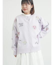 Samansa Mos2（サマンサ モスモス）の「花+ロゴ総柄刺繍カーディガン（カーディガン/ボレロ）」